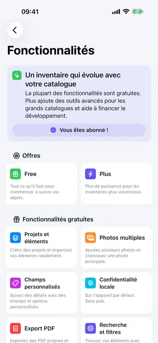 Écran "bien plus de fonctionnalités" dans Retinelle