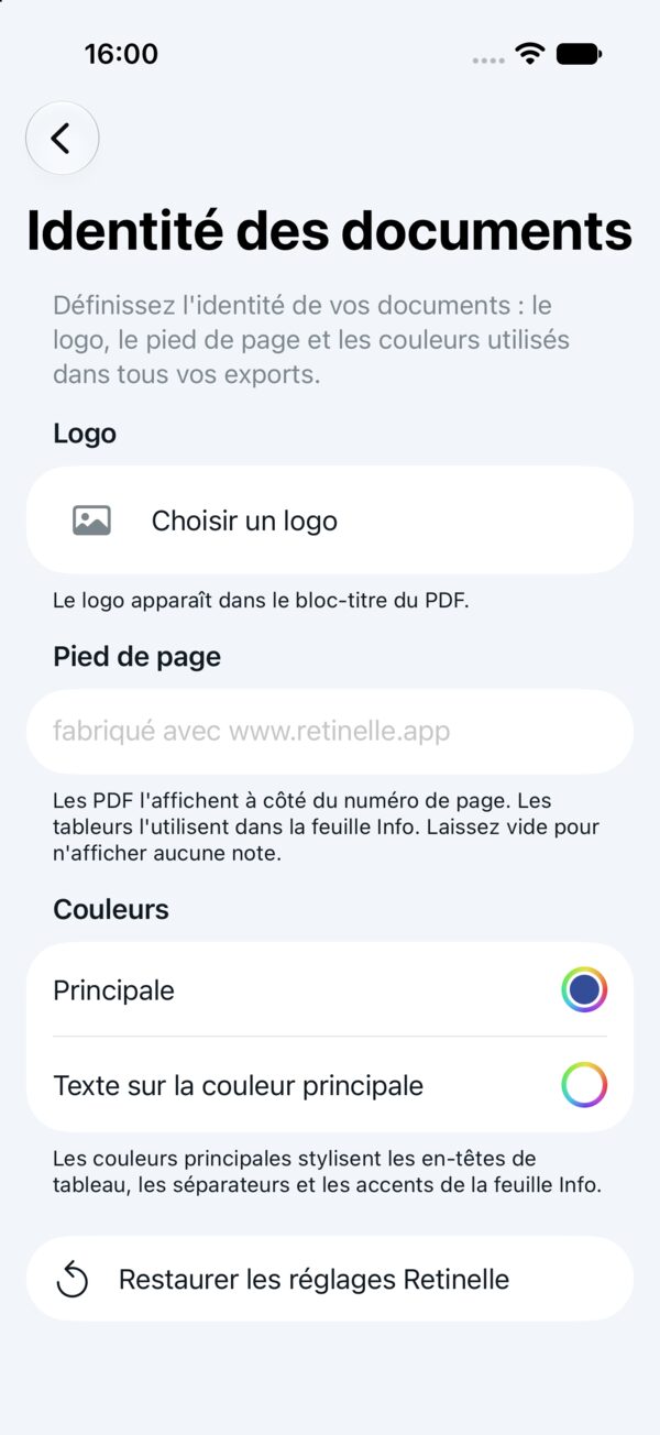 Capture d’écran de l’application Retinelle
